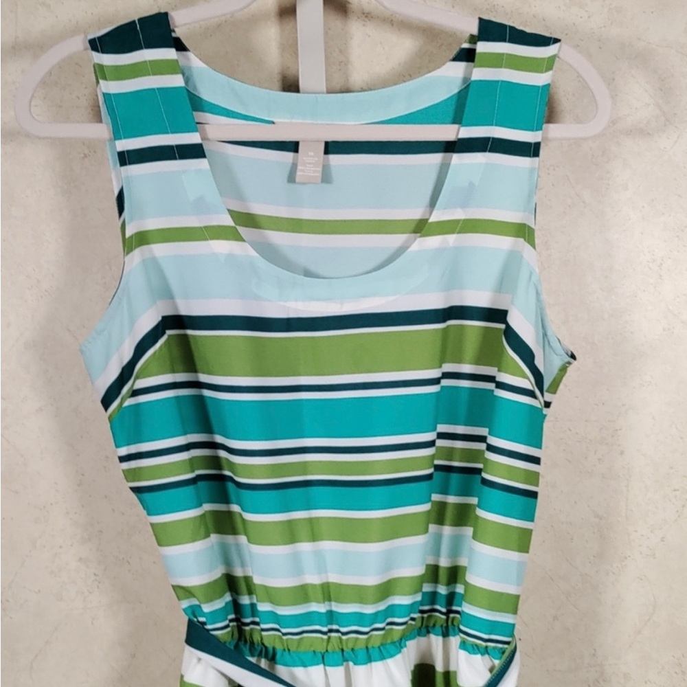 Banana Republic green stripe belted dress 10 - Picture 2 of 6